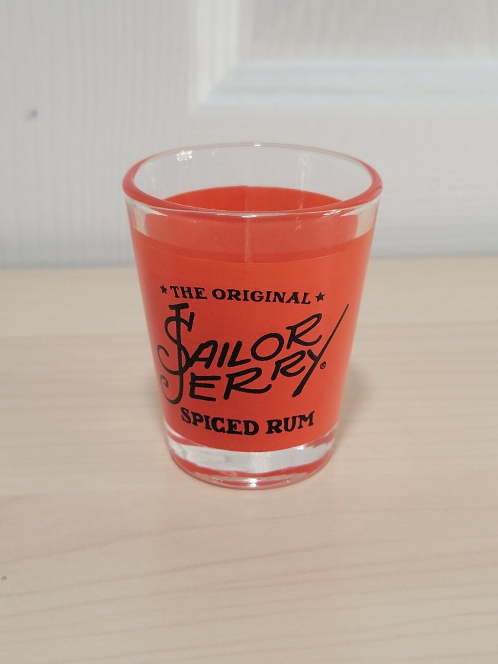 The Original SAILOR JERRY Collectible Spiced Rum Red Shot Glass EUC Barware